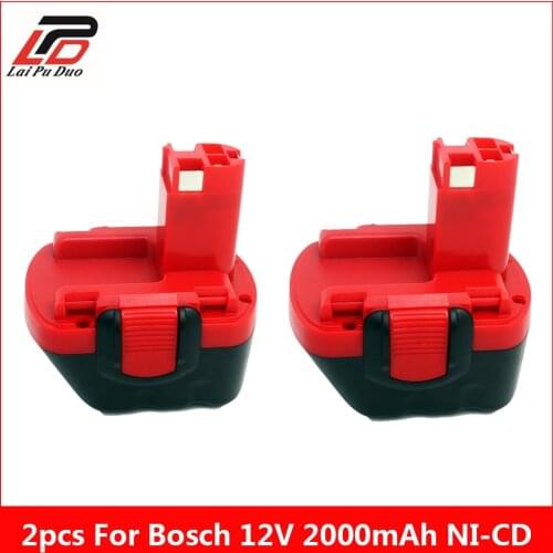 2pcs 12V 2000mAh Ni-CD Replacement Rechargeable Battery for Bosch 18 VE-2 2607335709/2607335249/2607335261 GSR12-1 GSB12VE-2