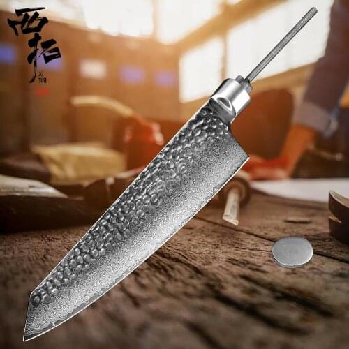 XITUO Chef knife 8inch knife blank Japan 67 layer Damascus steel sharp Utility santoku cut meat fish woodwork handicraft DIY now