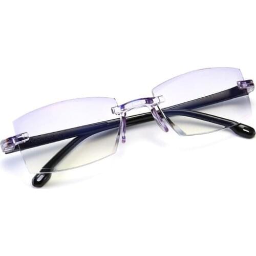 Frameless Diamond Trimming Reading Glasses Anti Blue Light +1.0 +1.5 +2.0 +2.5 +3.0 +3.5 +4.0 For Men Women 62KE