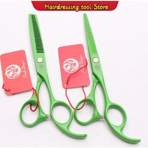 6.0" 17.5cm Purple Dragon Hairdressing Scissors Haircuts Green Thinning Scissors Cutting Shears Professional Hair Scissors Z1023