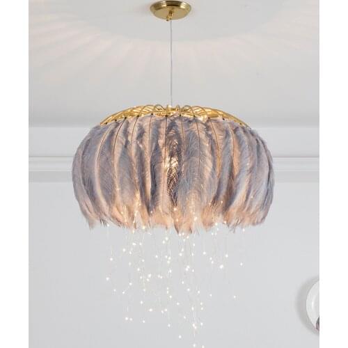 Firefly Pendant Light Modern Romantic Warm Net Red Living Room led lamp Wedding Room Bedroom Feather Hanging Lamp