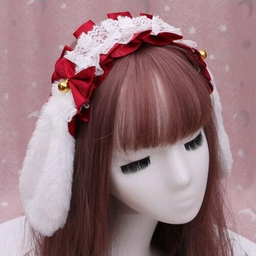Sweet Bow Ribbon Hairpin Handmade Lolita Cute Rabbit Ears Hair Accessories Anime Cosplay Costume Props Female Sweet Headwear New