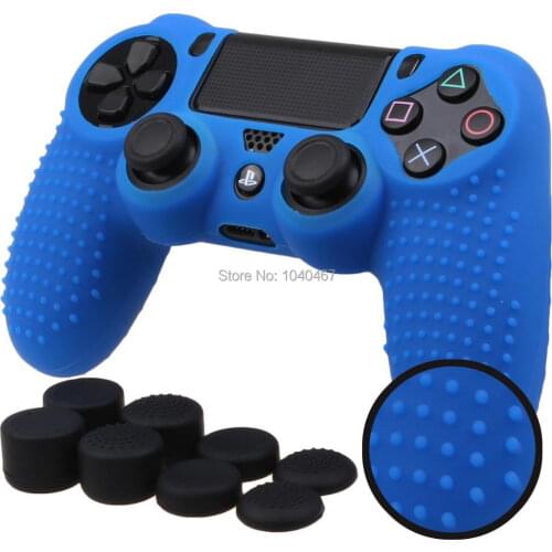 For Sony Dualshock PS4 DS4 Slim Pro Controller Silicone Case Protective Skin + Thumb grips Caps for Play station 4