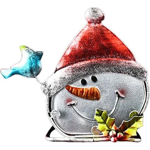 Cute European Santa Claus Snowman Style Candlestick Candle Holder Iron Art Garden Candle Holder Embellishment Xmas Decoration
