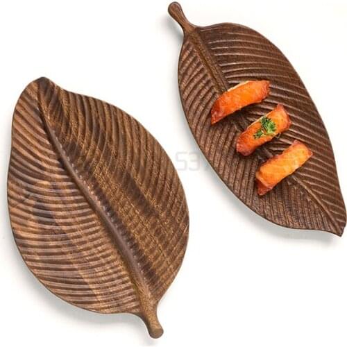 Walnut solid wood plate creative leaf dessert plate wooden fruit plate log tray tea cup tray