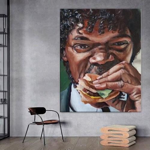 Pulp Fiction Vintage Movie Jules Eats A Big Kahuna Burger Posters And Prints Canvas Painting Wall Pictures For Living Room Decor