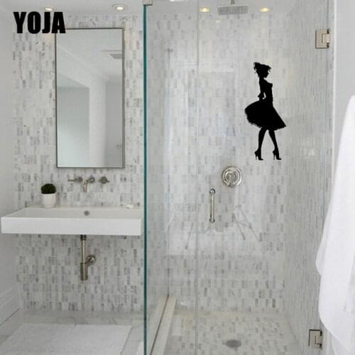YOJA 27x16.7CM Beautiful Girl Room Decor Wall Sticker Bathroom Shower Glass Applique G2-0156