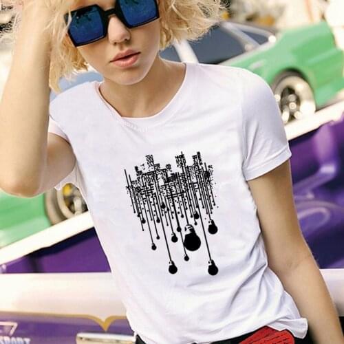 Y2k City And Lights Print Tshirt Street Aesthetic Fashion Harajuku Women Vintage Short Sleeve Summer Casual T Shirt Women 2021