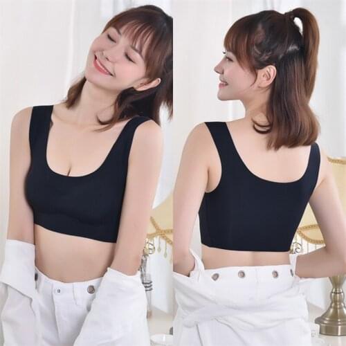 2PCS Ice Silk Bra Seamless Women Thin Push Up Underwear Comfortable Sleep Vest Top With Chest Padded топ женский Bralette