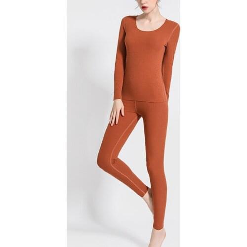Winter New Sam Free Cut Seamless Heating Thermal Underwear Sets Women T Shirt+pants 2 Pieces Pajamas Sets Long Johns Warm Suits