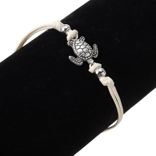 Hot Summer Sea Chic Turtle Anklet Charms Women Vintage Adjustable Rope Ankle Bracelet Sandal Beach Bohemian Simple Jewelry Gifts