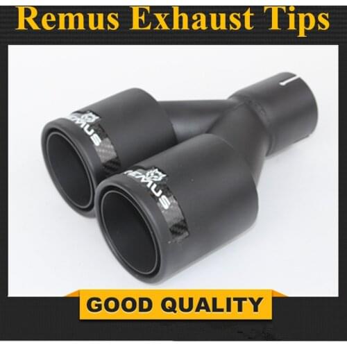 1PCS Dual REMUS carbon fiber + Stainless Steel exhaust tip exhaust pipe muffler Matt Black Exhaust Tip