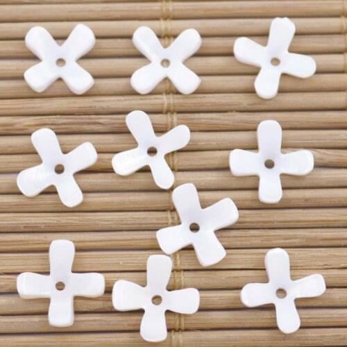 10 PCS 11mm 4 Leaf Flower Shell Natural White Mother of Pearl Jewelry Making DIY