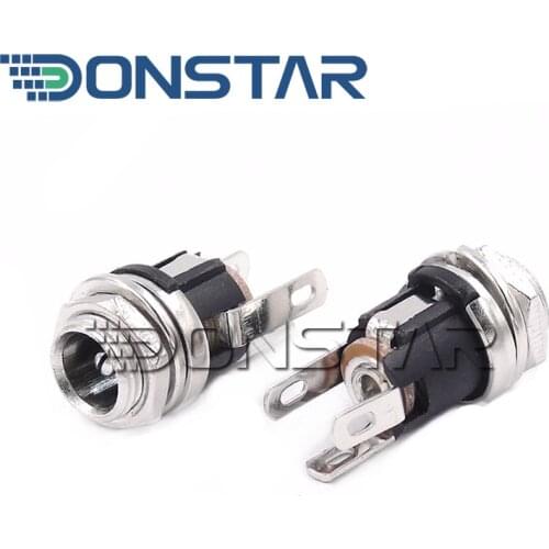 10PCS DC025M 5.5*2.1 5.5 x 2.1 mm DC Socket With Nut 5.5*2.1mm DC Power Jack Socket Female Panel Mount Connector