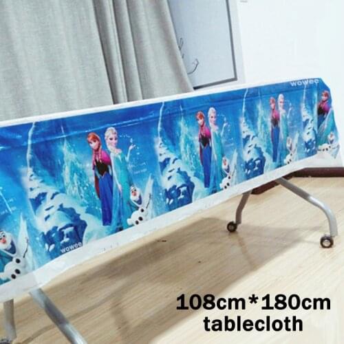108cm*180cm Princess Elsa and Anna Cartoon Theme Party Table Cloth Disposal Favor Birthday Party Decoration Party Supplies Set