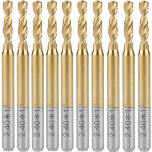 10x Titanium Nitride Coated Carbide PCB CNC Drill Bits Router 2.4mm