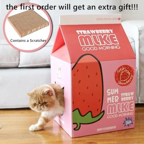 2021NEW! Pet Bed Cat House Breathe Scratcher Cardboard Bed Corrugated Papper Collapsible Box Interactive Toy Cat Grinding Claw