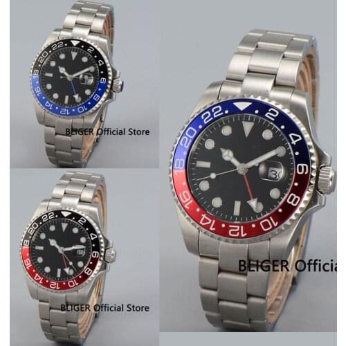 3 Models Nologo Fashion Sapphire Glass 40mm Automatic Mens Watch GMT Function With Date Window