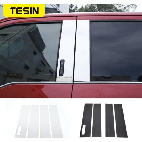 TESIN 4Pcs Car Window Center Pillar Pannel Decoration Trim Strip Stickers For Ford F150 2015-2021 Exterior Parts Car Accessories