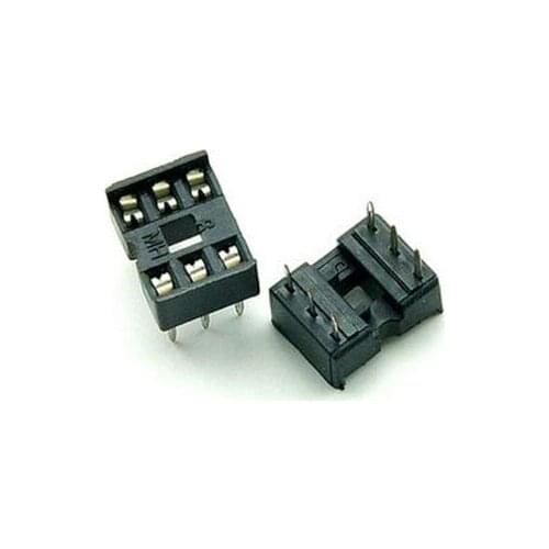 80PCS/Lot 6 Pin DIP Square Hole IC Sockets Adapter 6Pin Pitch 2.54mm Connector
