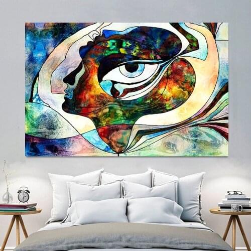 Human Face Abstract Color Block Combination Visual Art Posters Print Nordic Wall Art Canvas Printing Picture Living Room Decor