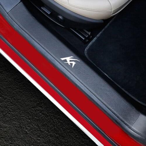 Car Accessories Car Door Sills For Ford Ka Door Threshold Plate Door Sill Scuff Plate Carbon Fiber Pu leather 4Pcs