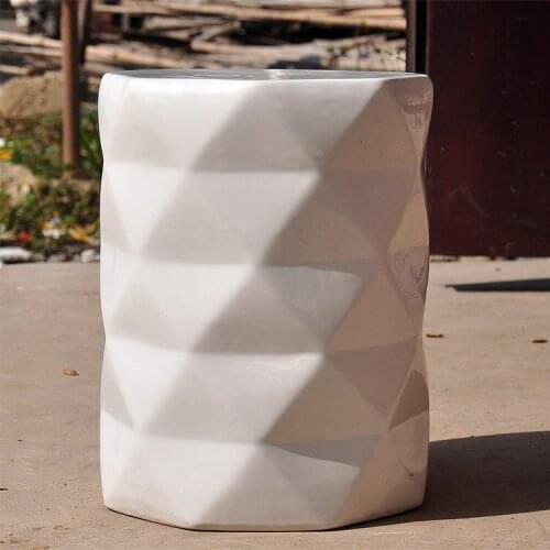 White Rhombus shape ceramic stool for dressing and home decoration