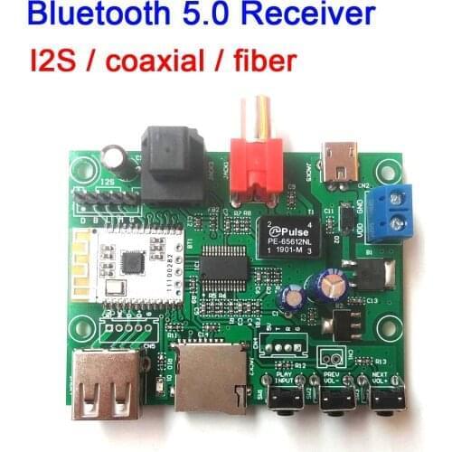Bluetooth 5.0 audio receiver I2S / coaxial / fiber output U disk / TF card lossless player MP3 WAV FLAC APE decoding new