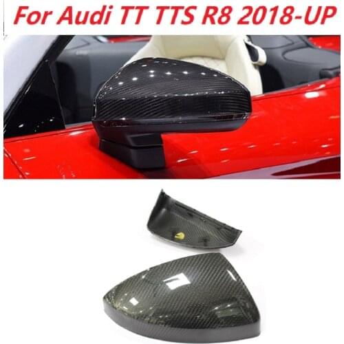 Dry Carbon Fiber Rear View Mirror Cover Fit For Audi R8 TT TTS R8 2018-up Carbon Caps Car Styling With/Without Lane Assit