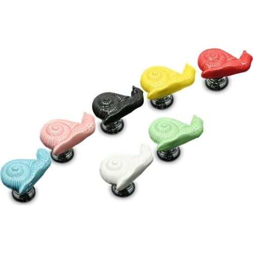 JD Cartoon Snail Ceramic Handles Drawer Knobs Kitchen Cupboard Door Handles for Kids Room Cabinet Handles Furniture Handle