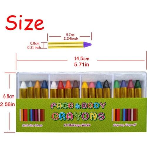 D7YD 16 Colors Painted Face Crayons Children Face Body Painting Makeup Crayons for Halloween Costume Party Cosplay Stage Paint
