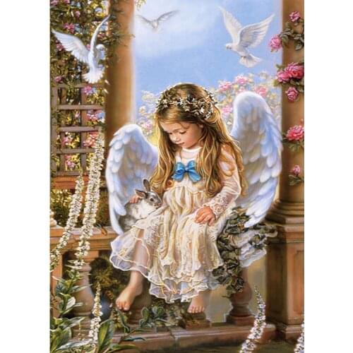 Love Angel Pattern Diamond Embroidery Icon DIY Needlework Square Diamond Painting Cross Stitch 3D 5D Rhinestones Decor Paintings