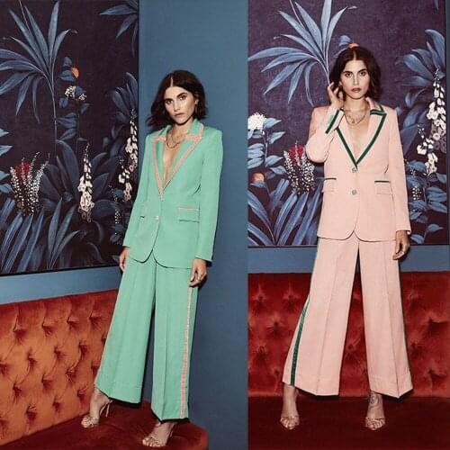 Leisure Fashion Women Pants Suits High Waist Mother of the Bride Tuxedos Work Coat Blazer Office Lady 2 Pieces