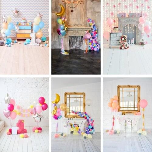 Ktonsdci Birthday Party Gift Stripe Balloon Cake Baby Shower Portrait for Photo Studio Background Props Photography Backdrop