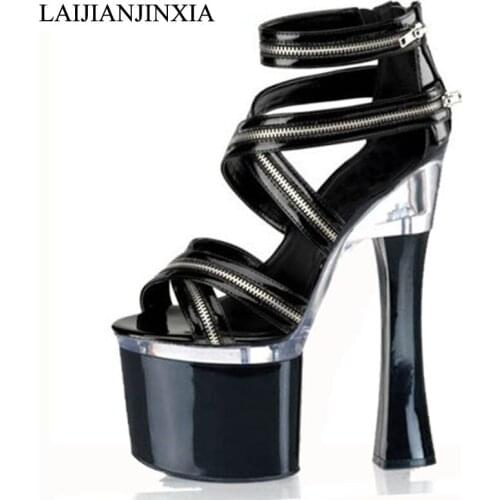 LAIJIANJINXIA Party Sandals Women Sexy Night Club Pole Dance Shoes 18cm High-Heeled Shoes Ankle-Strap High-Heeled Dance Shoes