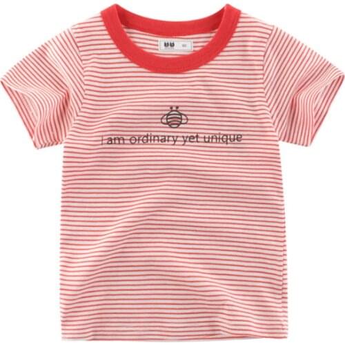 Summer Childrens T-shirt Kids Clothes Cotton Baby Boys Girls Clothes Casual Cartoon Stripe Toddler Boy girl T-shirt 2-9Y