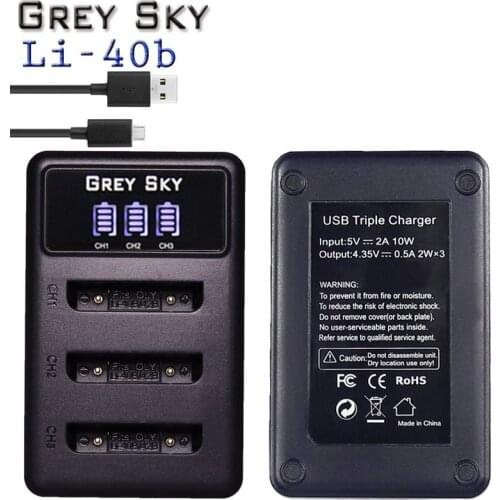 LI-40B LI-42B BLS-5 NP-45 EN-EL10 LI-50B NP-W126 3-Slots Charger LCD Camera battery dual and Single Charger