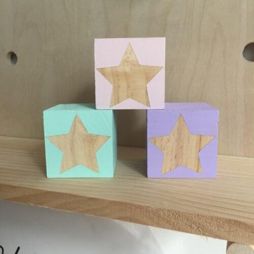 Moon Star Wooden Block Decoration Kids Toys for Nordic INS Baby Room Decal Thing Baby Room Cute Decorative