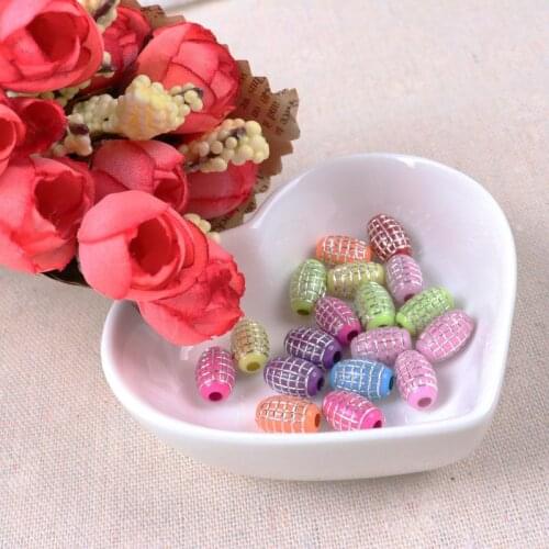 Mix Vintage Silver Stripe Oval Acrylic Spacer Beads For Bracelet Necklace Jewelry Making DIY 12x8mm 200pcs/lot 2018 New