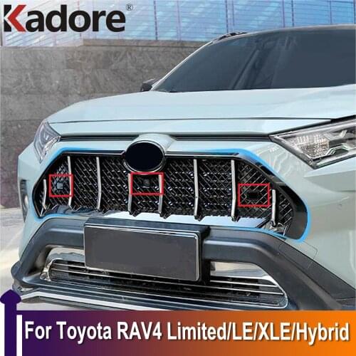 For Toyota Rav4 Rav 4 Limited/LE/XLE/Hybrid 2019 2020 2021 Car Front Center Grille Cover Grills Sticker Exterior Car Accessories