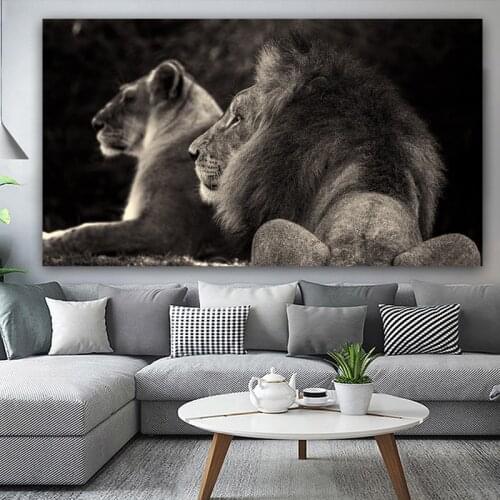 Large Size Black Lions Canvas Paintings on The Wall Animal Posters and Prints Wall Pictures for Living Room Cuadros Home Decor