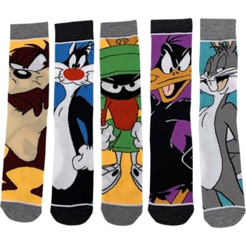 Mens autumn winter trend cartoon animation animal pattern cotton funny socks Harajuku street fashion personality crew socks