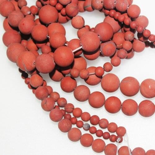 Bulk Wholesale Matte Red Jaspers Natural Stone Round Loose Beads 4 6 8 10 12mm Needlework for Jewelry Making DIY Bracelet
