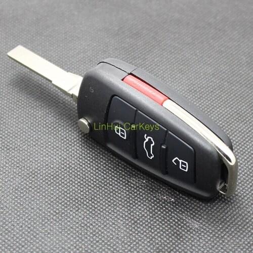 PINECONE for AUDI Q7 A3 A4 A6 A6L A8 TT Key Case 3+1 Buttons Uncut Brass Blade Remote Key Replacement Shell 1PC