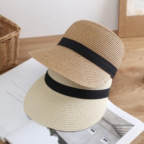 New Korean Fashion Sun Hats For Women Equestrian Kentucky Derby Hats Visor Straw Hat Spring Summer Casual Hat Beach Trucker Cap