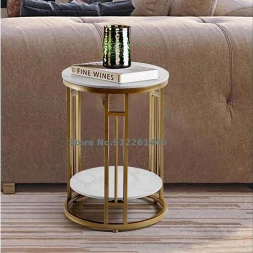 Nordic marble side table sofa side cabinet bedside small round table mini light luxury removable simple small coffee table corne