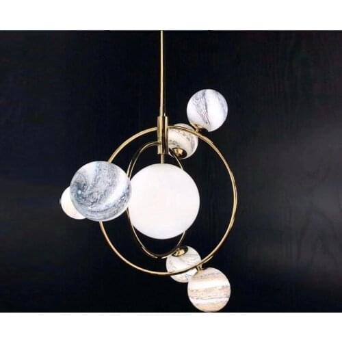 Modern led Iron Glass Tiny Planets Chandelier Lighting For Dinning Room Foyer bedroom restaurant hanging lamp