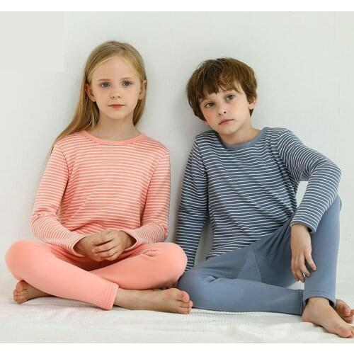 Thermal Underwear Children Autumn Winter Warm Kids Pajamas Sets Long Sleeve Fleece Boy Girls Underwear Suit 3-18Y Kid Long Johns