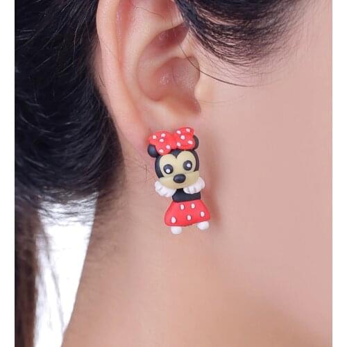 TTPAIAI 30 Brand Handmade Polymer Clay Cute Mouse Stud Earrings Fashion Cartoon Animal Earrings For Women Kids Gift