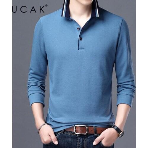 UCAK Brand Soild Color Long Sleeve T Shirt Men Clothes Spring Autumn New Arrivals Pure Cotton Streetwear T-Shirt Clothing U5387